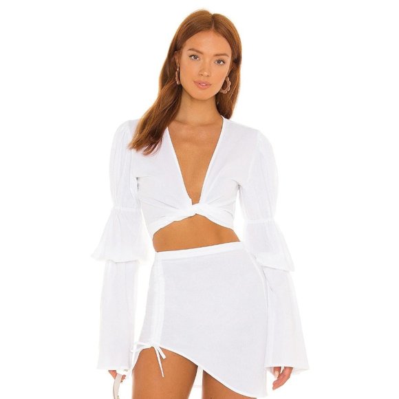 NWT Bananhot X REVOLVE Tie Front Top in White Small - Picture 1 of 11